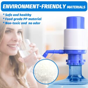 2 Pack Portable Manual Water Pump 5 Gallon, Water Jug Dispenser Bottle Pump Drinking Water Pump with an Extra Short Tube and Cap Fits Most 2-6 Gallon Water Coolers