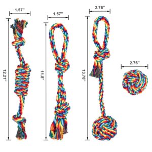 Depets Dog Rope Toy, 4PCS Assorted Puppy Chew Toy Pack, Durable Rope Knot Dog Toy, Puppy Teething Playing Toys for Small Dogs Puppies