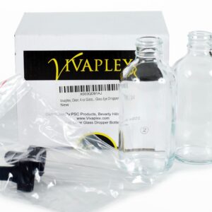 Vivaplex, Clear, 4 oz Glass Bottles, with Glass Eye Droppers - 2 pack