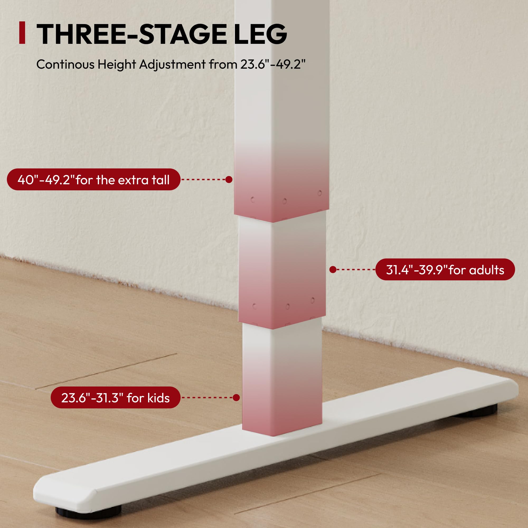 SANODESK Standing Desk with Dual Motor, 3-Stage Lifting Column, Handset with 3 Preset and Sit-Stand Reminder - 60 inch Whole Piece White Desk/White Frame, Height Adjustable Desk for Home and Office