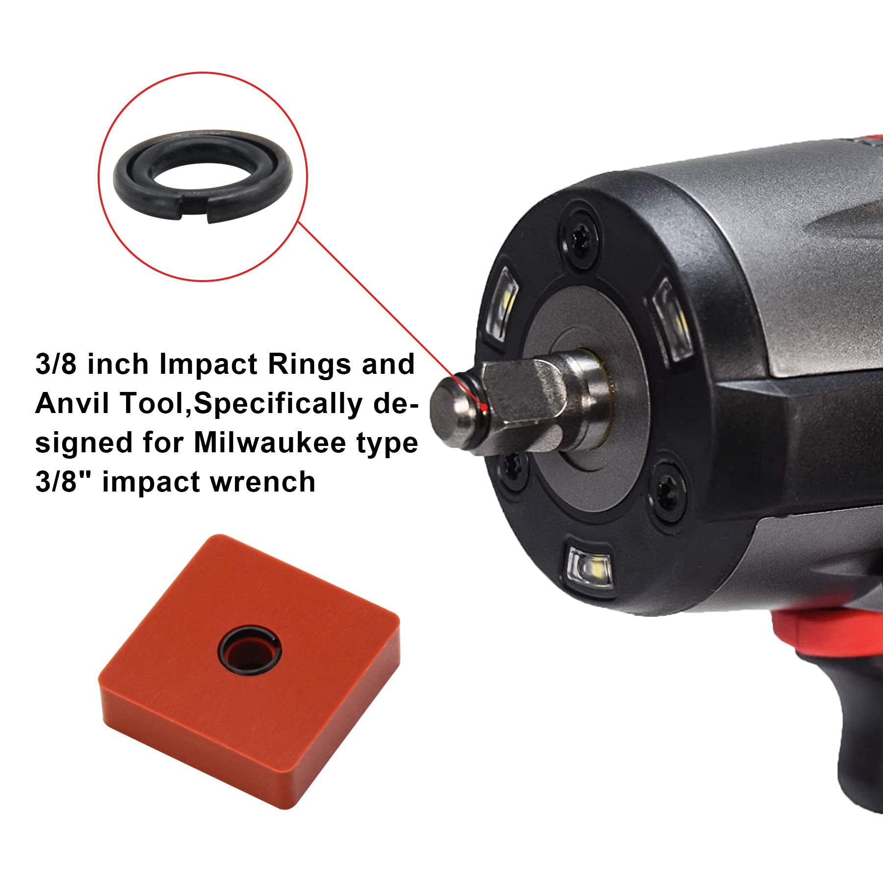 RURBRIN (10 Sets) 3/8" Impact Wrench Retaining Rings with O-Ring, Compatible with Electric/Pneumatic Cordless Wrench, Including Retainer Ring Anvil Install Tool