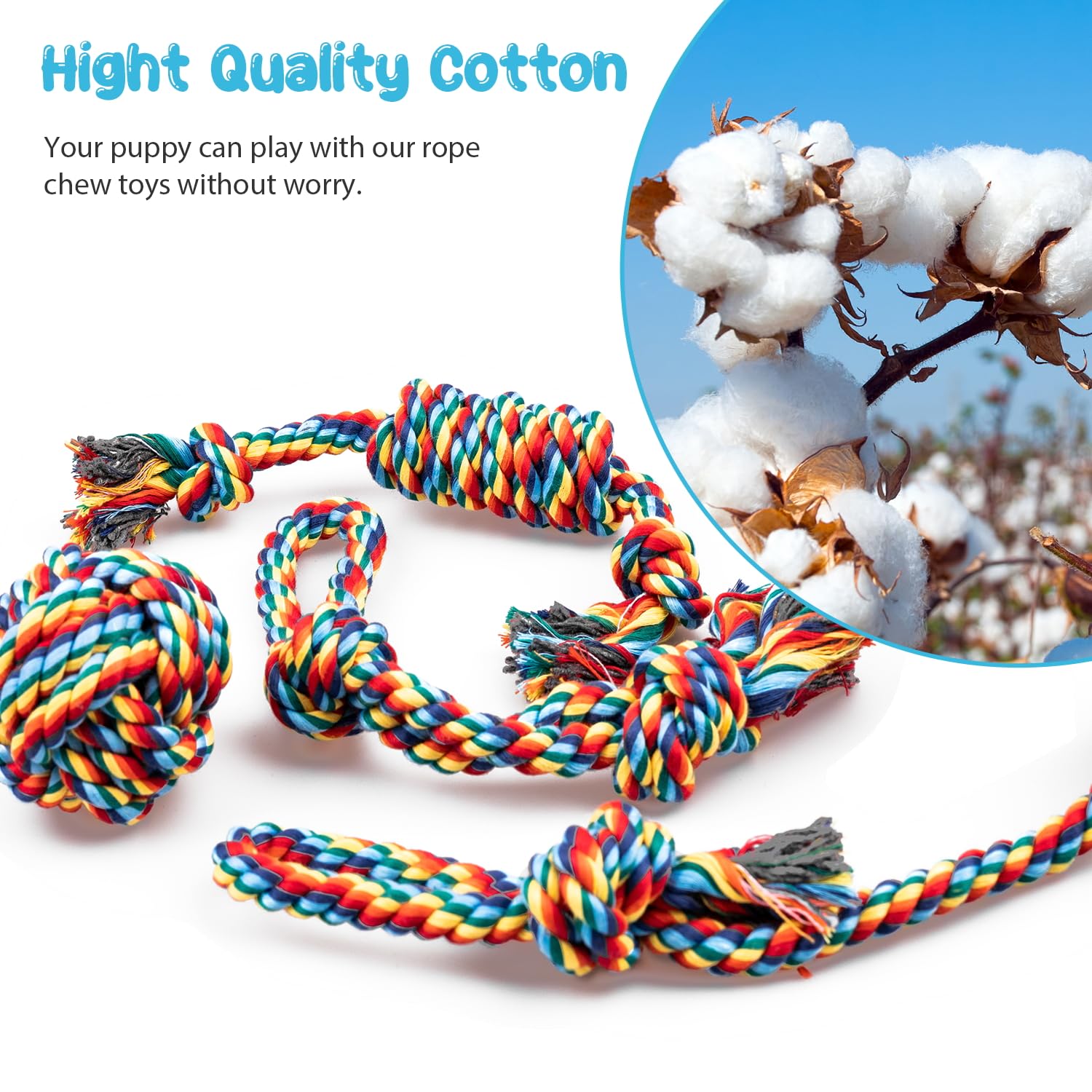 Depets Dog Rope Toy, 4PCS Assorted Puppy Chew Toy Pack, Durable Rope Knot Dog Toy, Puppy Teething Playing Toys for Small Dogs Puppies