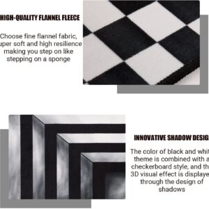 3D Vortex Illusion Square Rug Outdoor Mat Black and White Checkerboard Trap Floor Mat Decor Indoor Carpet Vortex Rug16X24inchs