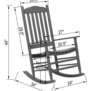 D&F Design Outdoor Rocking Rocker, Wood Rocking Chair with High Back and Curved Seat, UV Treated (Red), Outdoor and Indoor use