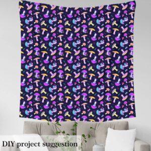 jejeloiu Mushroom Fabric by The Yard, Cartoon Handdraw Mushroom Upholstery Fabric, Wild Fungus Outdoor Fabric, Reupholstery Fabric for Chairs, 3 Yards, Purple