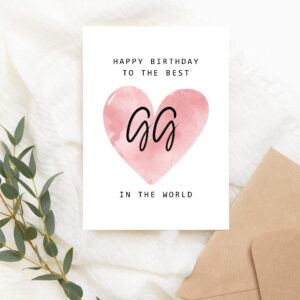 Happy Birthday To The Best Gg In The World Card - Gg Birthday Card - Gg Card - Mother's Day Gift - Happy Birthday Card Happy Birthday Mom