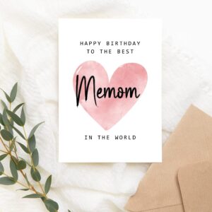 Happy Birthday To The Best Memom In The World Card - Memom Birthday Card - Memom Card - Mother's Day Gift - Happy Birthday Card Happy Birthday Mom