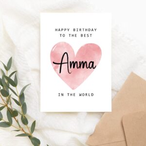 Happy Birthday To The Best Amma In The World Card - Amma Birthday Card - Amma Card - Mother's Day Gift - Happy Birthday Card Happy Birthday Mom