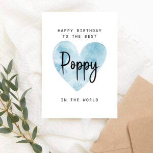 MoltDesigns Happy Birthday To The Best Poppy In The World Card - Poppy Birthday Card - Poppy Card - Father's Day Gift - Happy Birthday Card