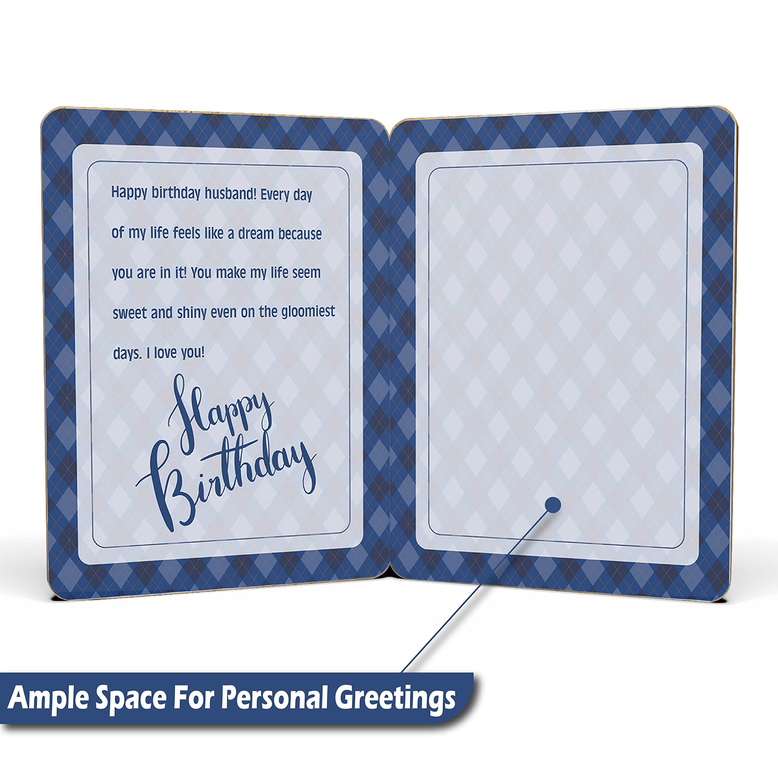 AGAPE LOVE CARDS Happy Birthday Card For Husband - | Made From Real Bamboo | 6" X 4.5" - 1 Pack (Envelope Included) | Laser Cut, Romantic Husband Birthday Card from Wife or Significant Other