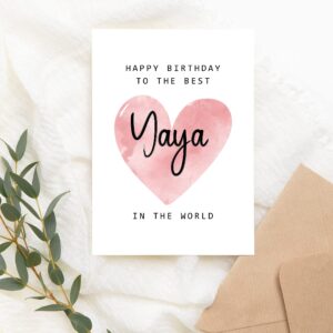 Happy Birthday To The Best Yaya In The World Card - Yaya Birthday Card - Yaya Card - Mother's Day Gift - Happy Birthday Card Happy Birthday Mom