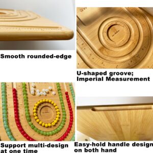 Svartur Combi Bamboo Beading Board with Zipper Storage Case, Imperial Measurements Marked Wood Bead Design Board for Bracelet, Necklace, Bead Mat for Jewelry Making Tray, 15.35 * 11.42 * 0.39"