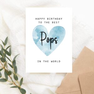 MoltDesigns Happy Birthday To The Best Pops In The World Card - Pops Birthday Card - Pops Card - Father's Day Gift - Happy Birthday Card