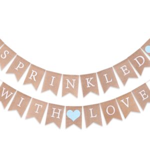 Sprinkled with Love Banner - Rustic Burlap Baby Shower Banner, Sprinkled with Love Baby Shower Decorations, Baby Birthday Banner, Party Photo Backdrop, Photo Decoration Props