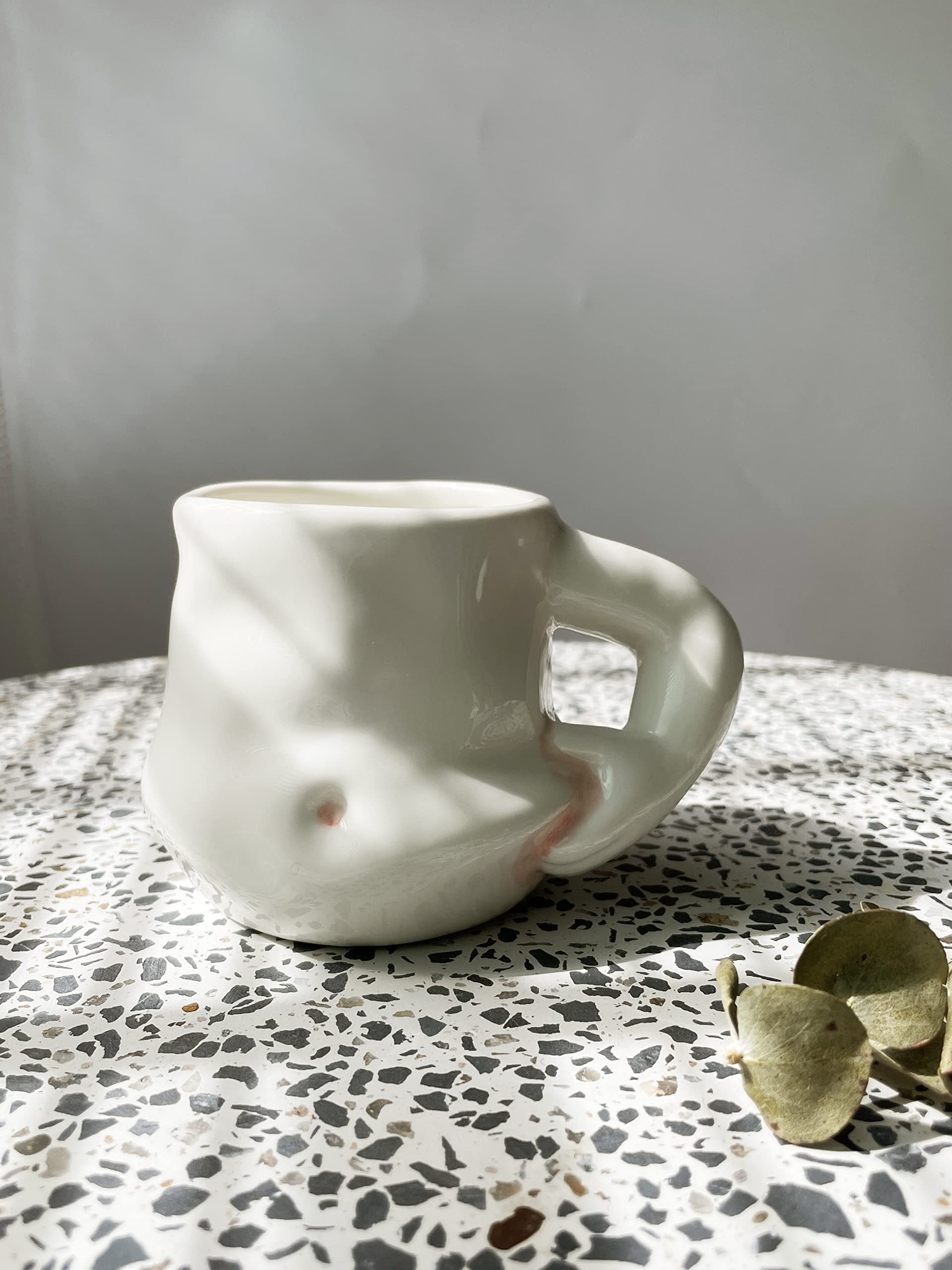 hesim Hand-Crafted Ceramic 14OZ Fat Belly Mug | Coffee Mug With Arm Handle | Fat Mug | Potbelly Coffee Mug | Father's Day Gift