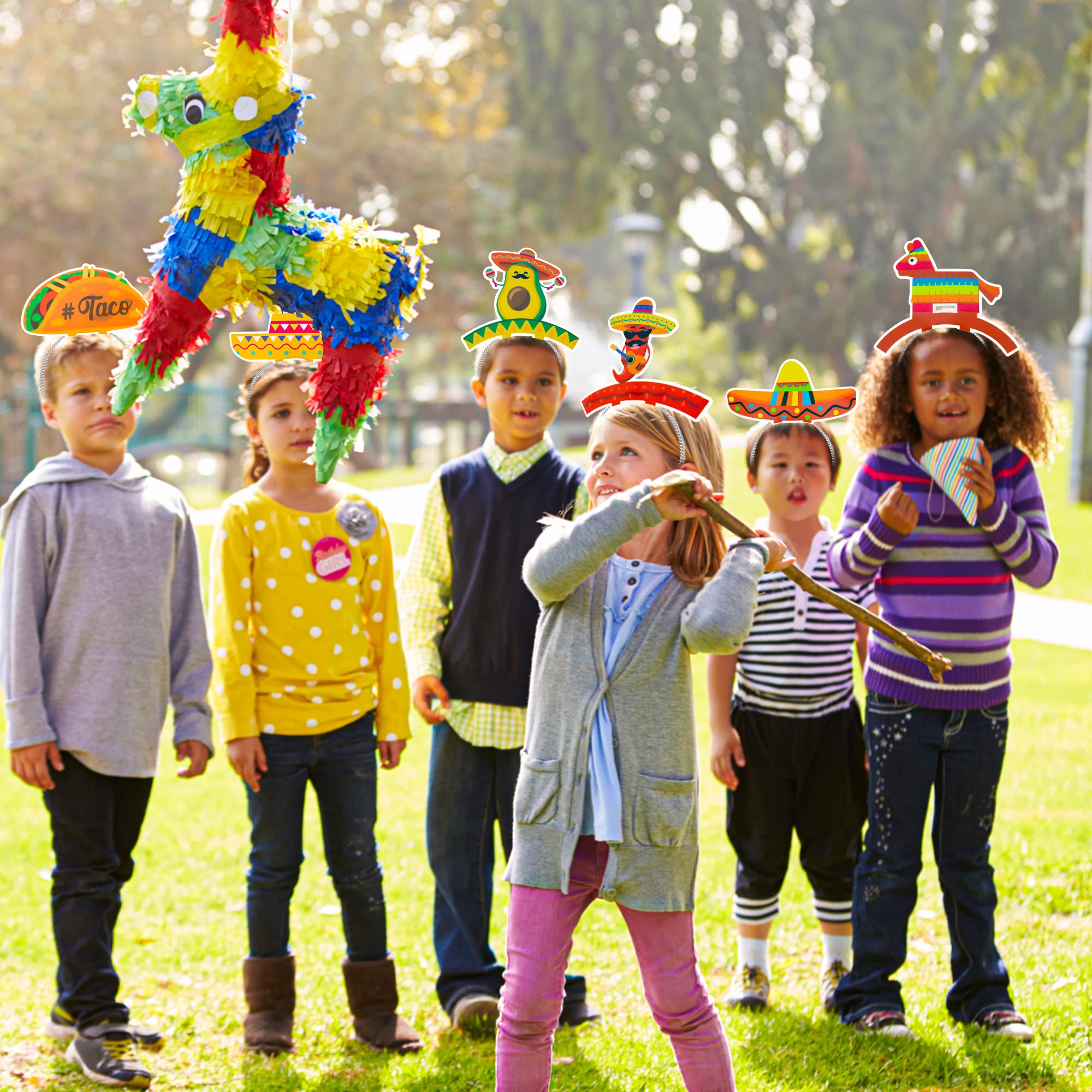 12 PCS Colorful Patterned Cardboard Sombrero Hats, Fiesta Headbands for Mexican Theme Celebration Party Favors