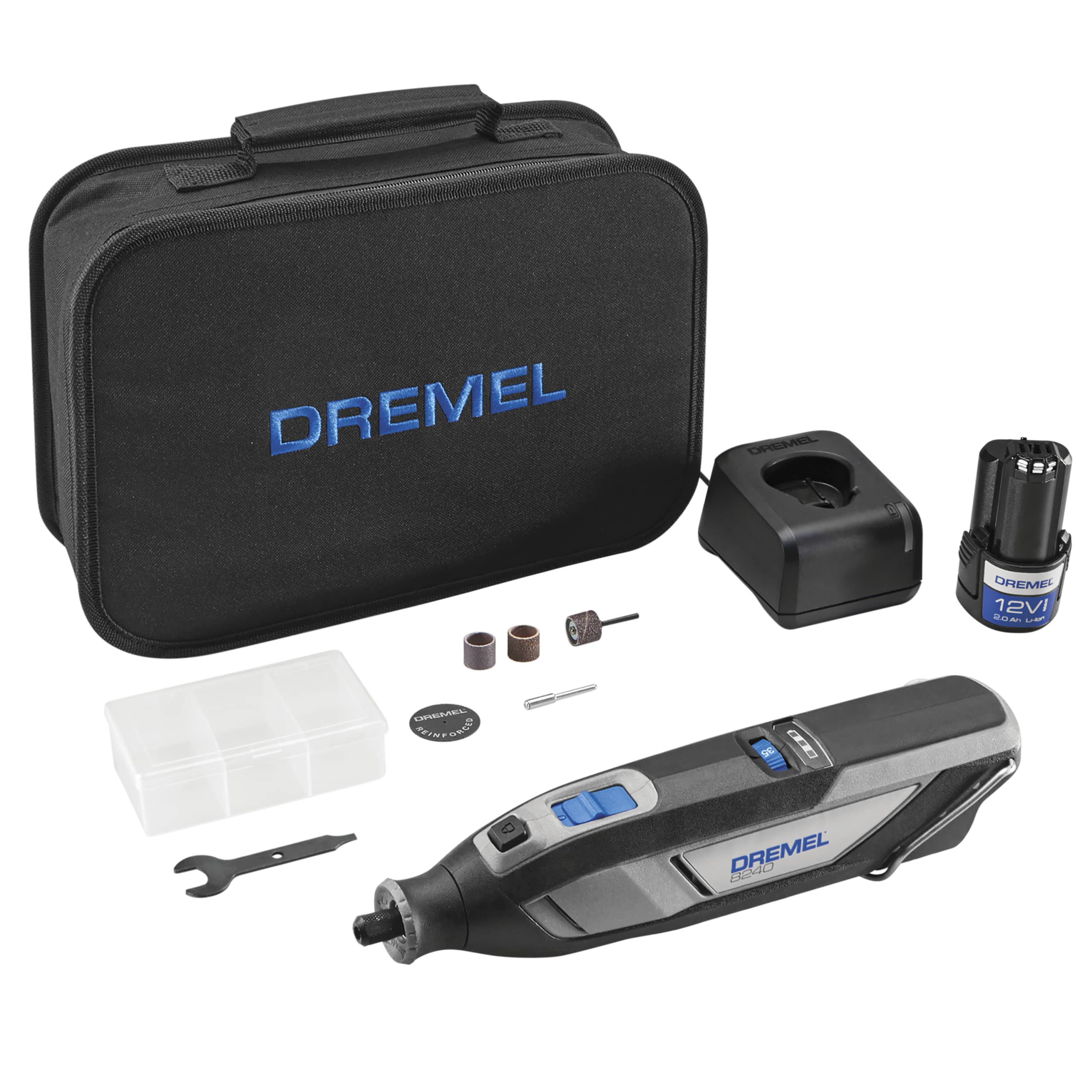 Dremel 8240 12V Cordless Rotary Tool Kit with Variable Speed and Comfort Grip -Includes 2AH Battery Pack, Charger & more (Renewed)