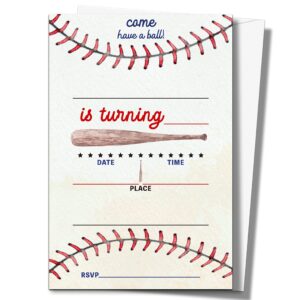 isovf 4" x 6" baseball birthday party invitation cards with envelopes (20 sets) - sports theme fill-in style party invites- c25