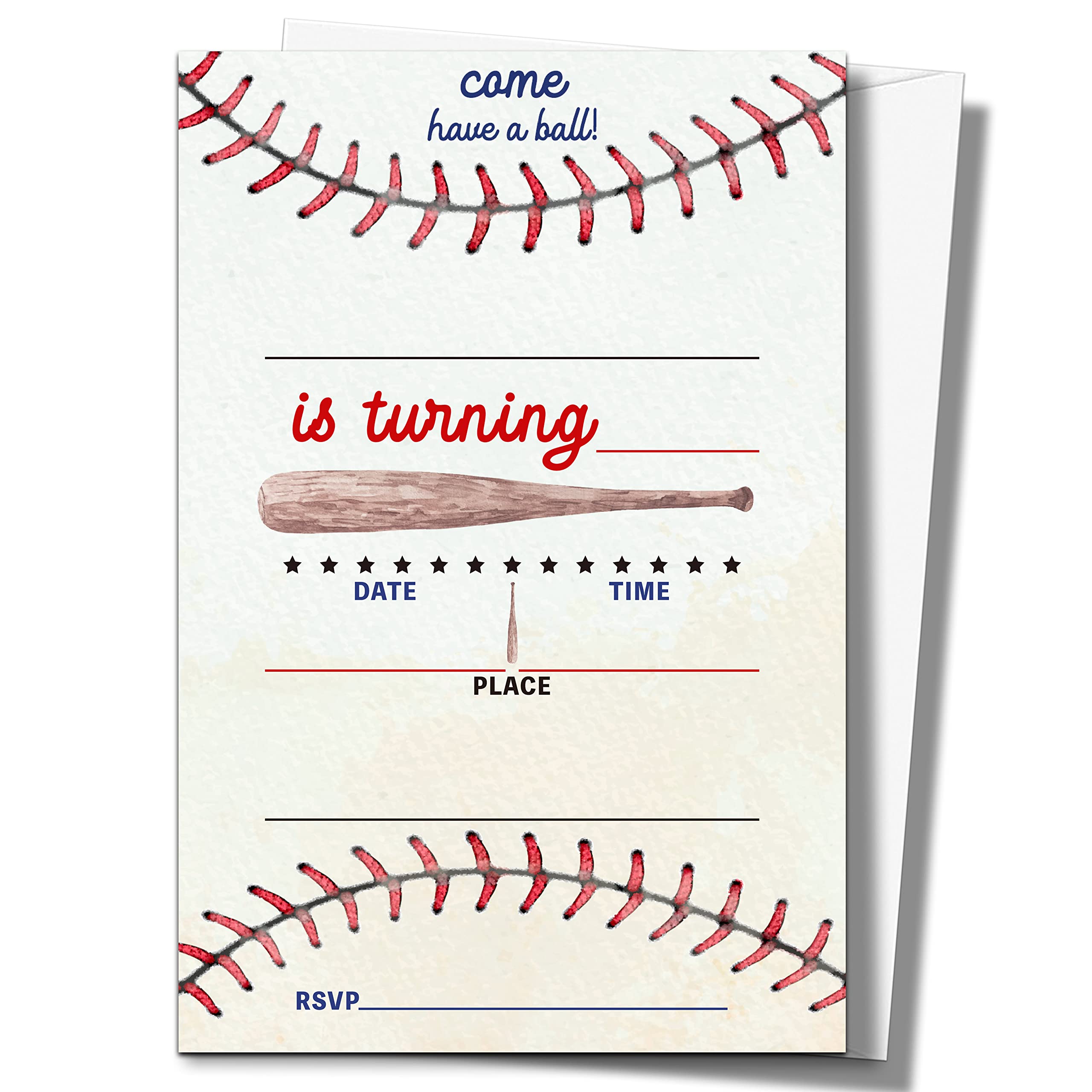 ISOVF 4" x 6" Baseball Birthday Party Invitation Cards With Envelopes (20 Sets) - Sports Theme Fill-In Style Party Invites- C25