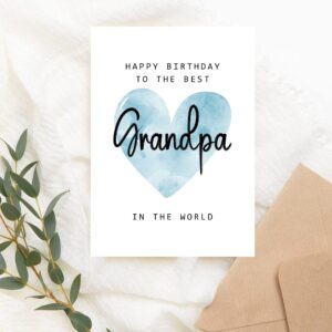 MoltDesigns Happy Birthday To The Best Grandpa In The World Card - Grandpa Birthday Card - Grandpa Card - Father's Day Gift - Happy Birthday Card