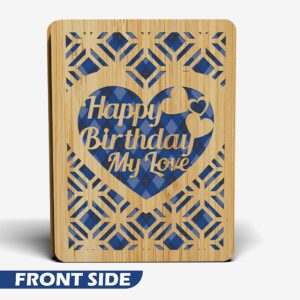 AGAPE LOVE CARDS Happy Birthday Card For Husband - | Made From Real Bamboo | 6" X 4.5" - 1 Pack (Envelope Included) | Laser Cut, Romantic Husband Birthday Card from Wife or Significant Other