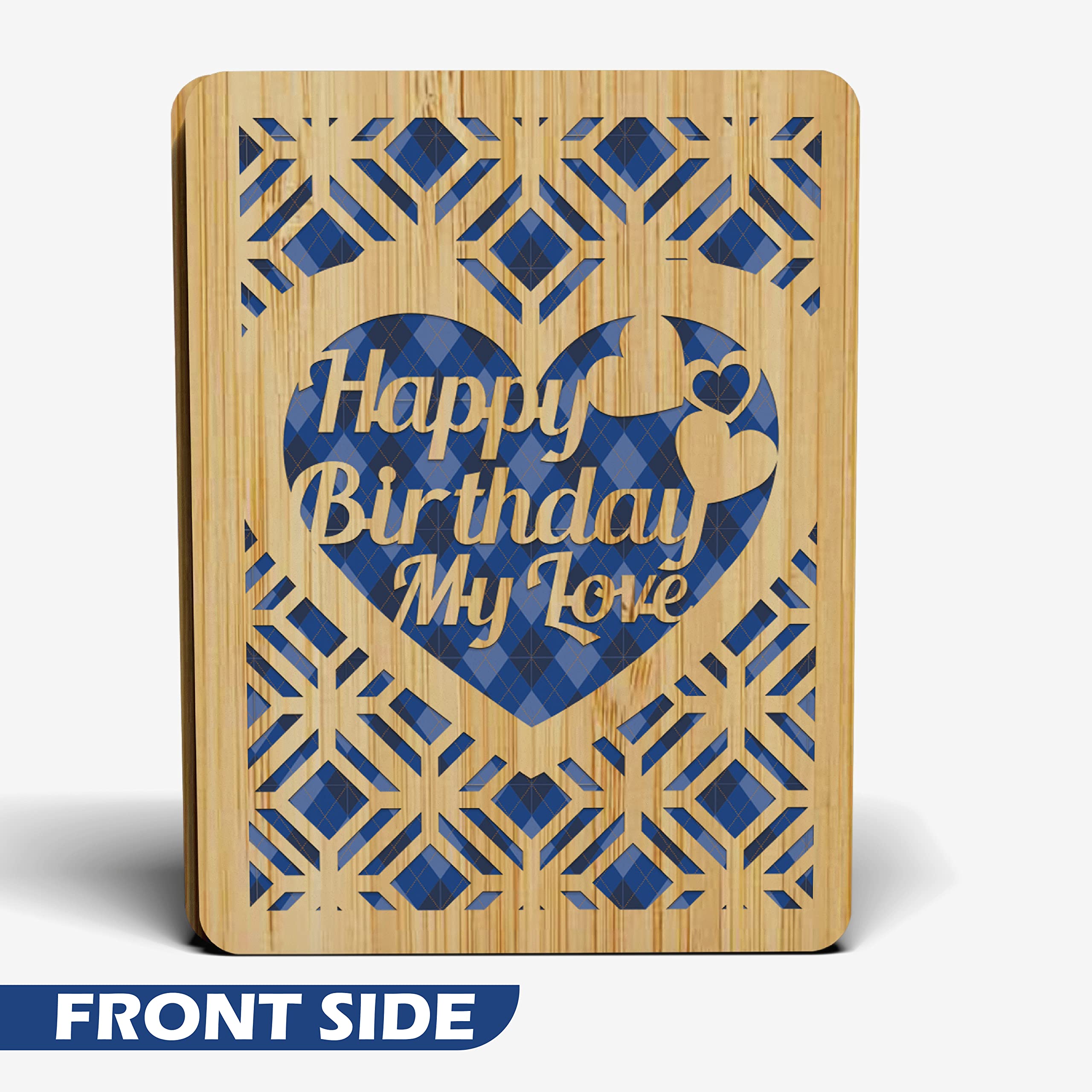 AGAPE LOVE CARDS Happy Birthday Card For Husband - | Made From Real Bamboo | 6" X 4.5" - 1 Pack (Envelope Included) | Laser Cut, Romantic Husband Birthday Card from Wife or Significant Other