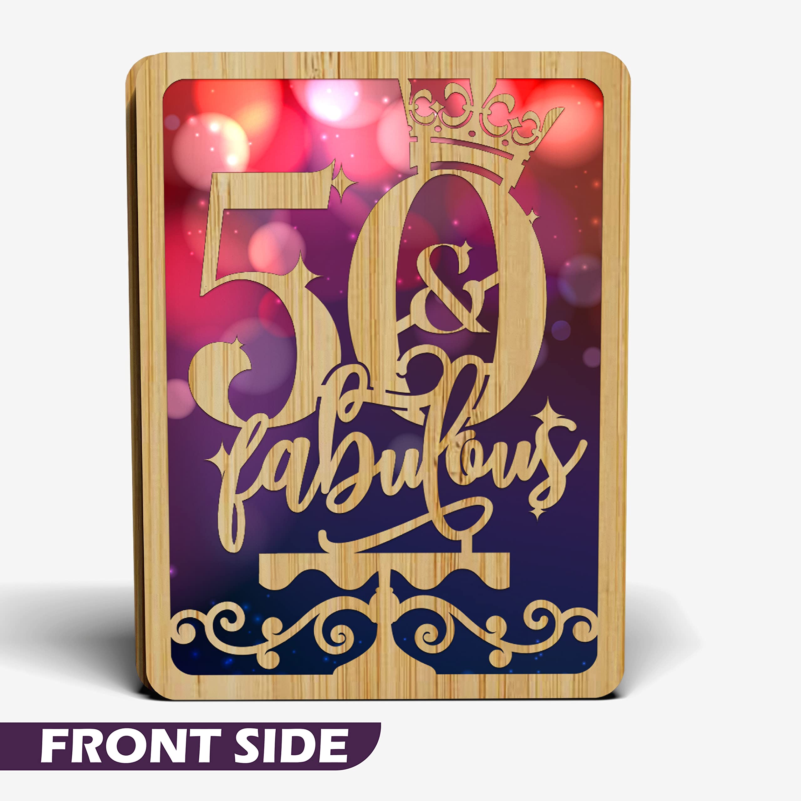 50th Birthday Cards For Women - | Made From Real Bamboo | 6" X 4.5" - 1 Pack (Envelope Included) | Laser Cut, Party Themed 50th Birthday Card for Wife, Mom, Aunt, Sister, Friend, her etc.