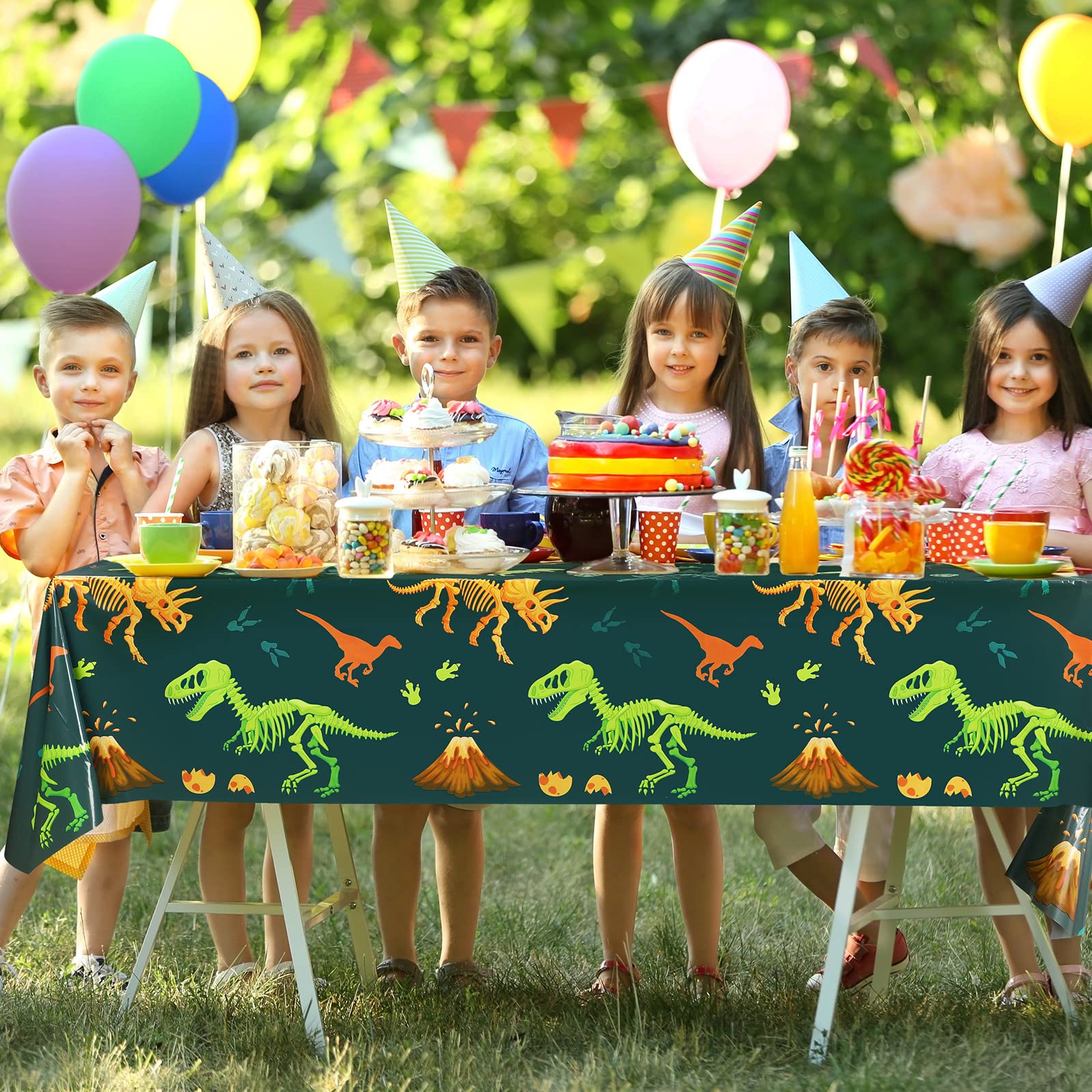 Tudomro 3 Pieces Dinosaur Plastic Party Tablecloth Dinosaur Birthday Table Cover Decorations Disposable Dinosaur Table Cover for Kids Boy Birthday Classroom Party Supplies, 54 x 108 Inch