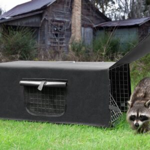 Live Animal Trap Cage Cover, Trap Cage Cover with Breathable Window Cat Trap Cover for 1-2 Door Cage 32 x 10 x 12inch for Raccoon, Squirrel, Skunk,【Only Cover 】(Black)