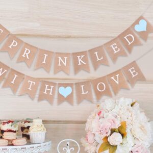 Sprinkled with Love Banner - Rustic Burlap Baby Shower Banner, Sprinkled with Love Baby Shower Decorations, Baby Birthday Banner, Party Photo Backdrop, Photo Decoration Props