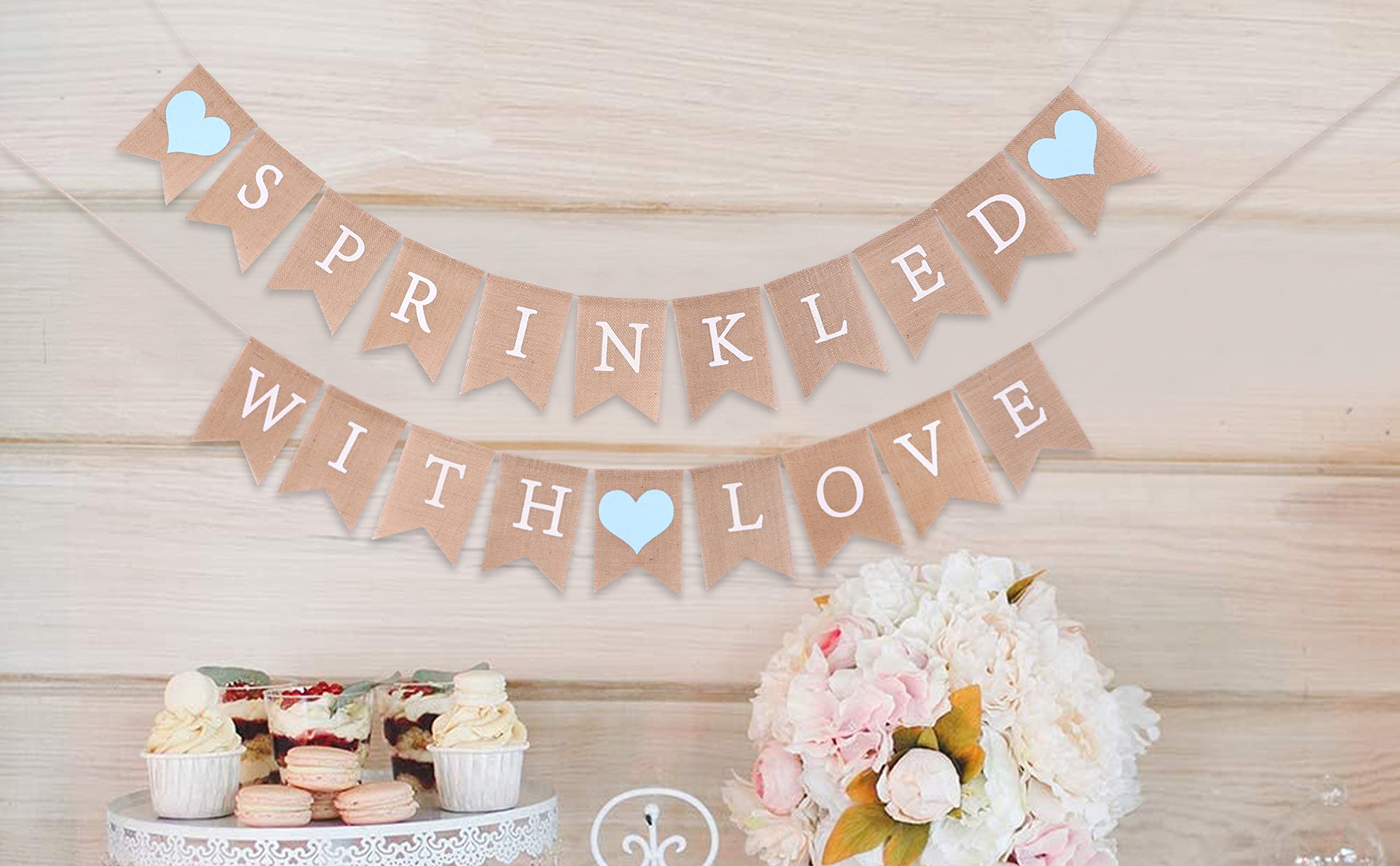 Sprinkled with Love Banner - Rustic Burlap Baby Shower Banner, Sprinkled with Love Baby Shower Decorations, Baby Birthday Banner, Party Photo Backdrop, Photo Decoration Props