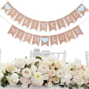 Sprinkled with Love Banner - Rustic Burlap Baby Shower Banner, Sprinkled with Love Baby Shower Decorations, Baby Birthday Banner, Party Photo Backdrop, Photo Decoration Props