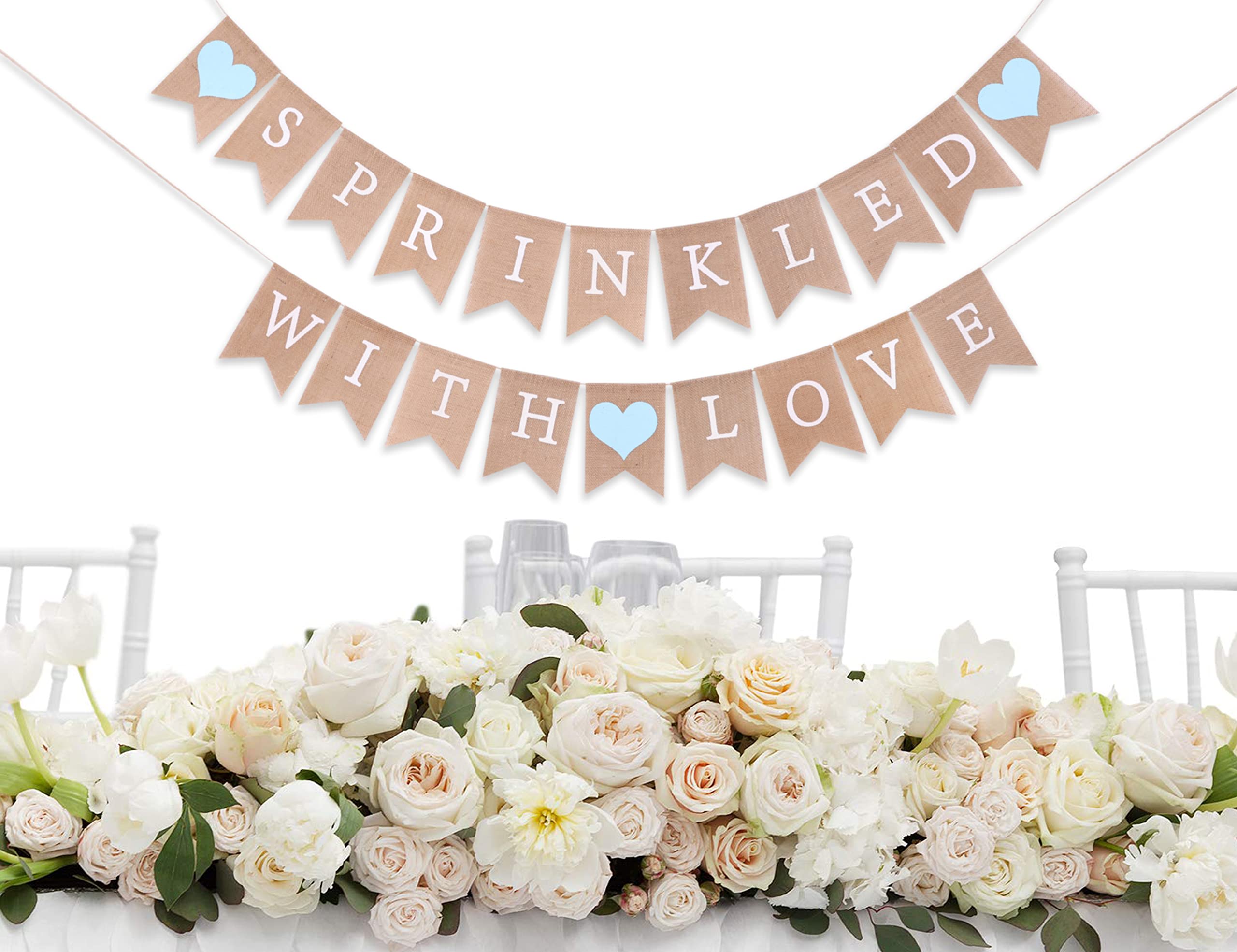 Sprinkled with Love Banner - Rustic Burlap Baby Shower Banner, Sprinkled with Love Baby Shower Decorations, Baby Birthday Banner, Party Photo Backdrop, Photo Decoration Props