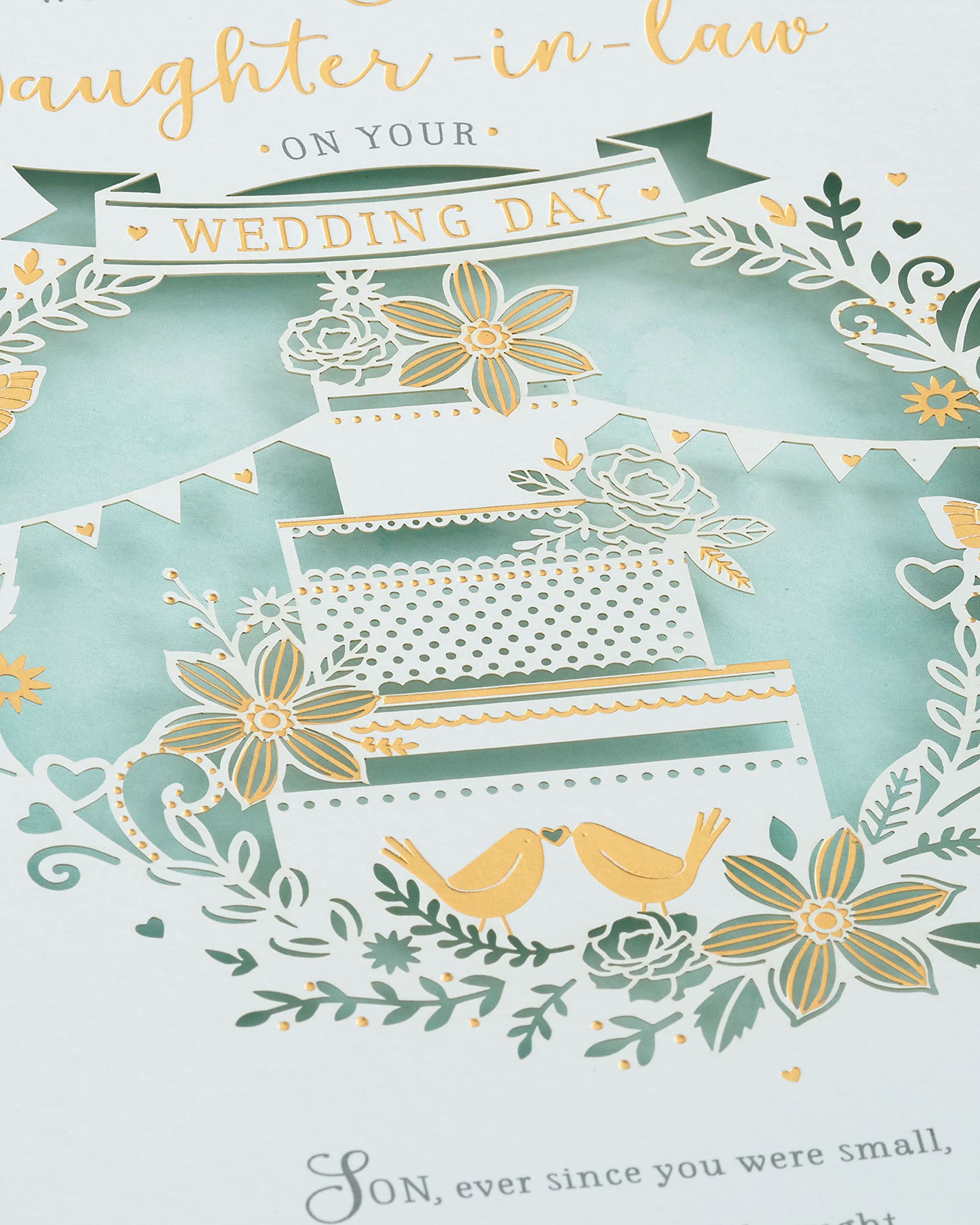 UK Greetings Son & Daughter-In-Law Wedding Card With Envelope - Pretty Cake Design