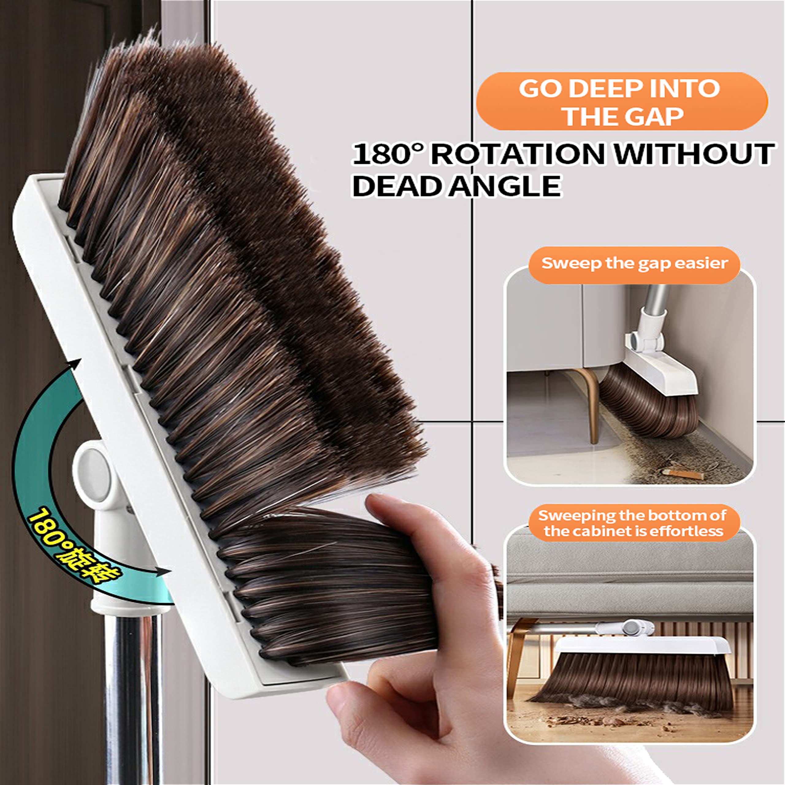 Magnetic Suction Broom Dustpan Suit,Broom and Dustpan Set for Home, Dustpan and Broom Set, Broom and Dustpan Combo for Office Home Kitchen Lobby Floor Use Dustpan Broom Set