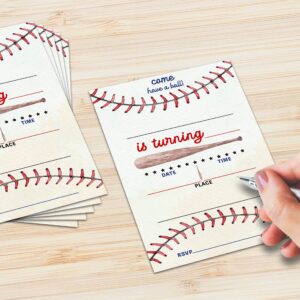 ISOVF 4" x 6" Baseball Birthday Party Invitation Cards With Envelopes (20 Sets) - Sports Theme Fill-In Style Party Invites- C25