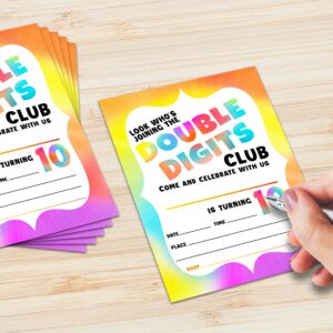 ISOVF 4" x 6" 10th Birthday Party Invitation Cards With Envelopes (20 Sets) - Double Digits Fill-in Style Party Invites- C42