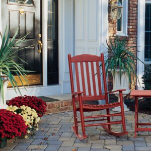 D&F Design Outdoor Rocking Rocker, Wood Rocking Chair with High Back and Curved Seat, UV Treated (Red), Outdoor and Indoor use