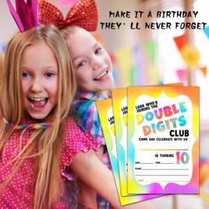 ISOVF 4" x 6" 10th Birthday Party Invitation Cards With Envelopes (20 Sets) - Double Digits Fill-in Style Party Invites- C42