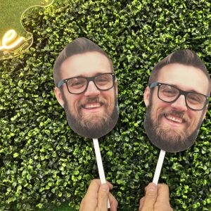 Face on a Stick, Custom face Cutout, Party Prop, Fat Face, Head Cutout, Fan Face, Wedding, Bachelor, Graduation, 6pcs, Option for More