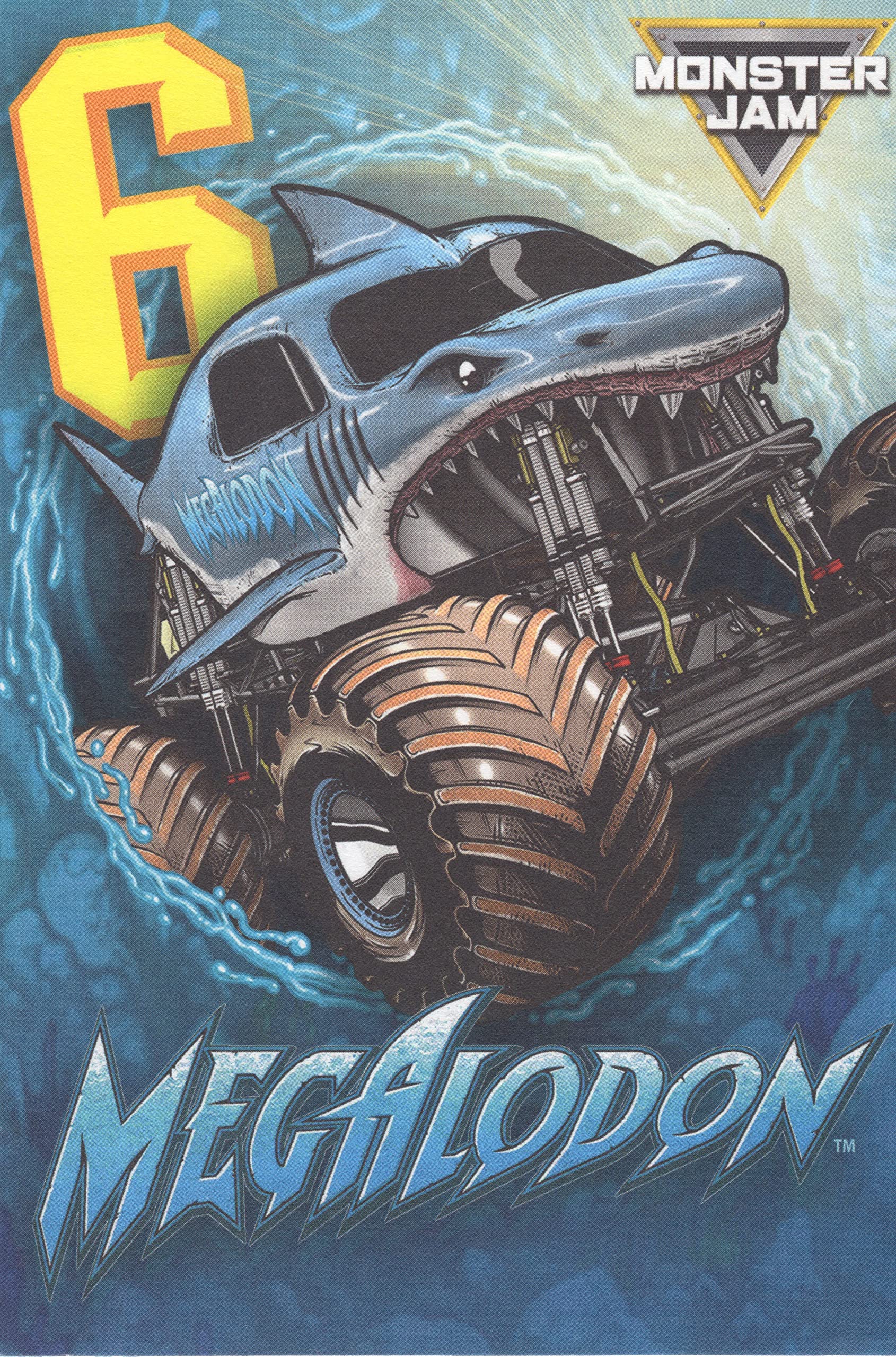 Today and Always by American Greetings Monster Jam Happy 6th Sixth Birthday (Age 6) Coloring Card Featuring Megalodon - Have a Monster-Sized Monster-Jammin' Birthday