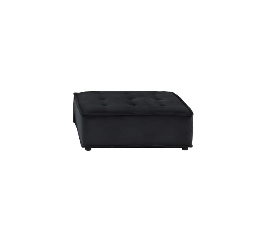 Lilola Home Anna Black Velvet 4-Seater Modular Sofa