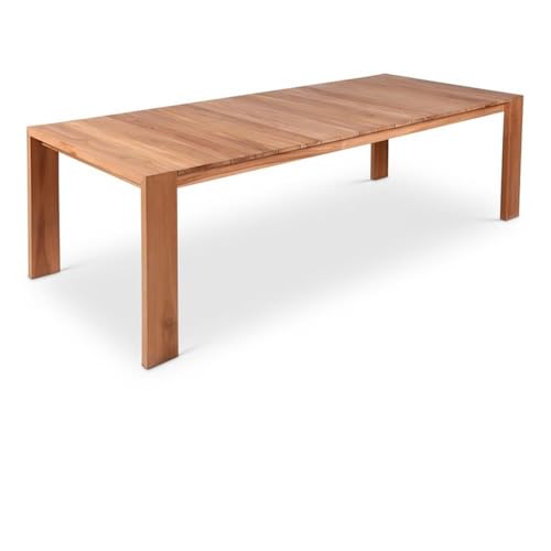 Meridian Furniture 353-T Tulum Collection Modern | Contemporary Outdoor Patio Patio Dining Table with Solid Teak Wood and Natural Teak Finish, 108.5" W x 40" D x 30" H, Natural