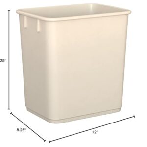 Krollen Industrial 13 Qt. / 3 Gallon Beige Rectangular Wastebasket/Trash Can for Bedroom/Office/Bathroom, Fits Under Desk/Cabinet/Sink Set of 6