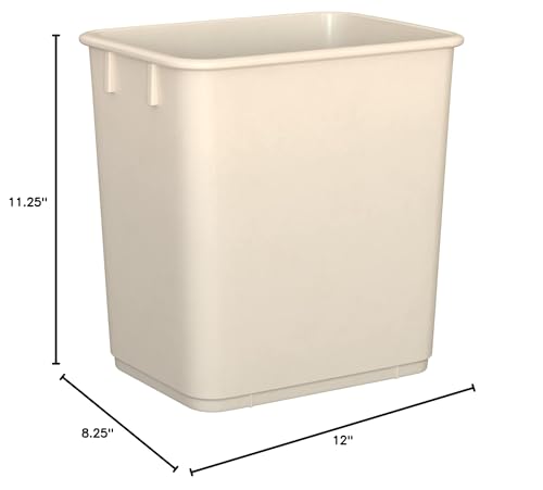 Krollen Industrial 13 Qt. / 3 Gallon Beige Rectangular Wastebasket/Trash Can for Bedroom/Office/Bathroom, Fits Under Desk/Cabinet/Sink Set of 6