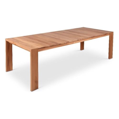 Meridian Furniture 353-T Tulum Collection Modern | Contemporary Outdoor Patio Patio Dining Table with Solid Teak Wood and Natural Teak Finish, 108.5" W x 40" D x 30" H, Natural