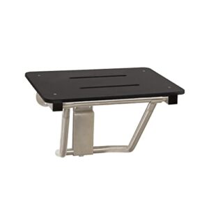 18" x 15" black folding wall mount shower seat bench, ada compliant