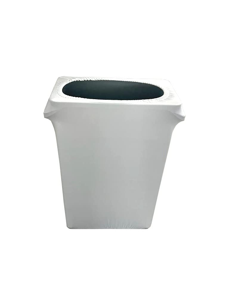 Spandex & Table Linens Spandex Stretch Slim Jim Trash Can Cover - Garbage Can Cover for 23 Gallon Trash Bins - Durable Polyester/Spandex Blend Garbage Can Covers - Made in The USA - White