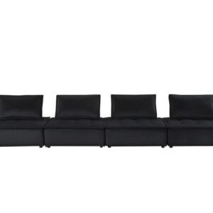 Lilola Home Anna Black Velvet 4-Seater Modular Sofa