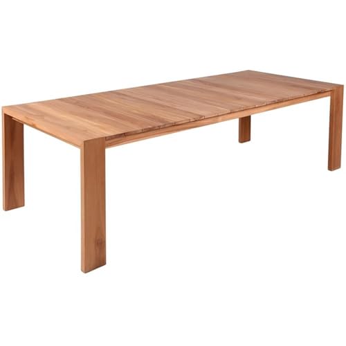 Meridian Furniture 353-T Tulum Collection Modern | Contemporary Outdoor Patio Patio Dining Table with Solid Teak Wood and Natural Teak Finish, 108.5" W x 40" D x 30" H, Natural